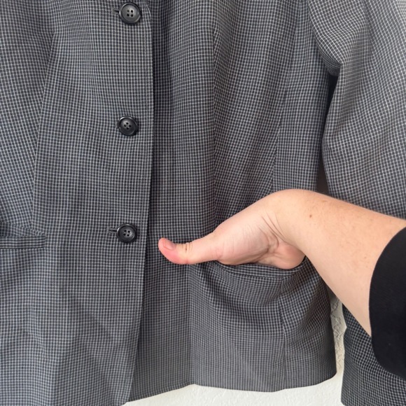 Ann Taylor LOFT Women's Black White‎ Checkered Blazer Jacket Size 0 - Picture 3 of 3
